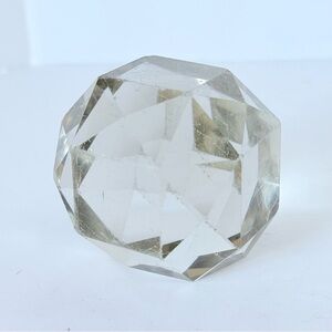 Vintage Crystal Clear Multi-Faceted Glass Art Paperweight – 2.25” x 2.75”